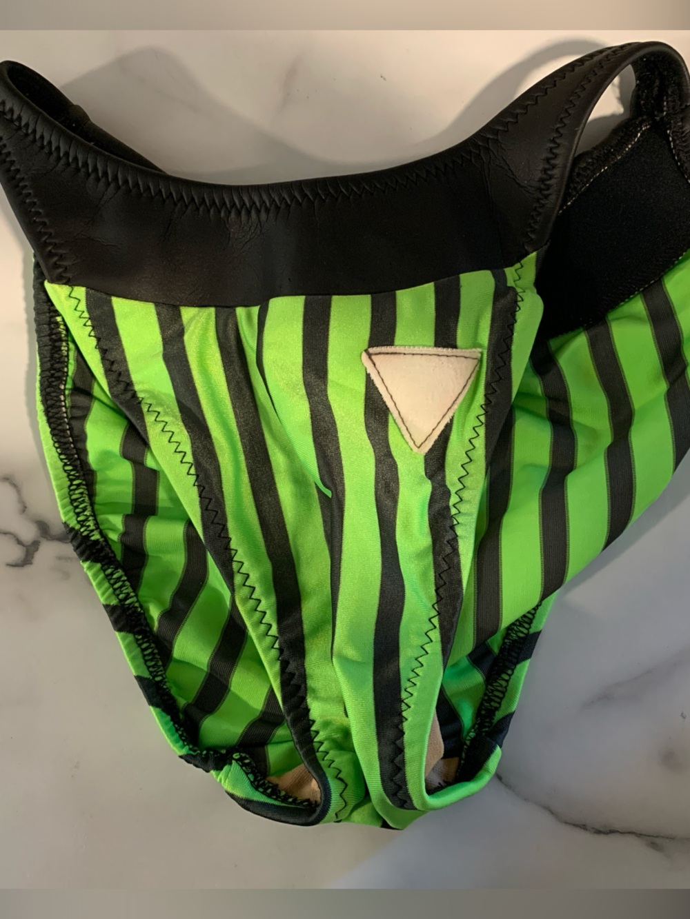 80’s/90’s Women’s Green and Black Stripe Bikini Bottom